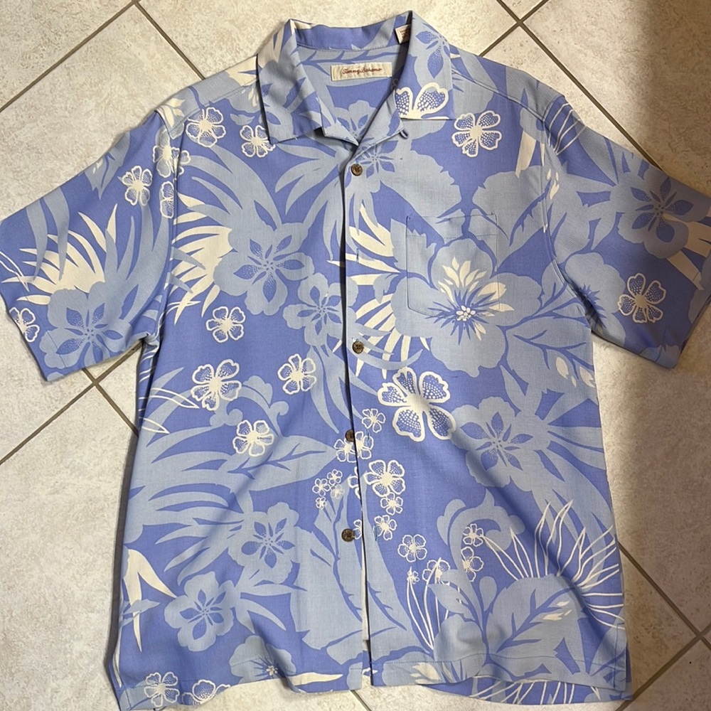 Tommy Bahama short sleeve silk shirt.